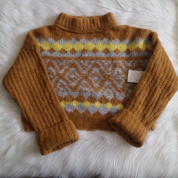 NWT Free People Alpine Brown Knit Sweater Size Medium - Picture 2 of 9